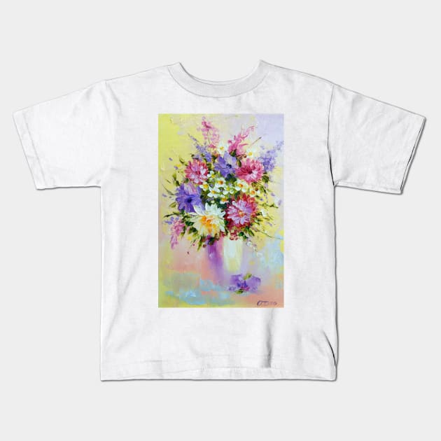 A bouquet of delicate flowers Kids T-Shirt by OLHADARCHUKART